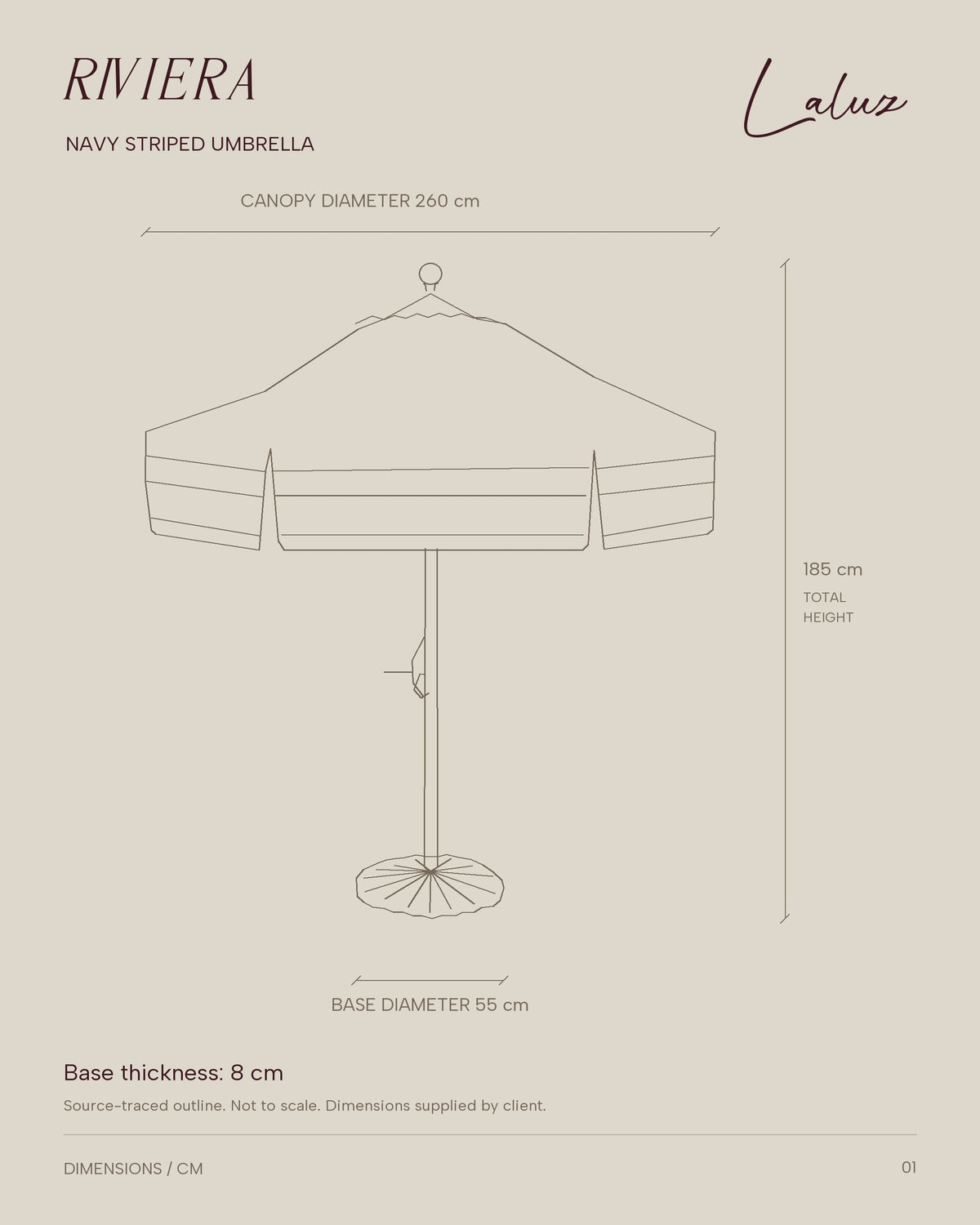 Riviera Navy Double-Stripe Umbrella
