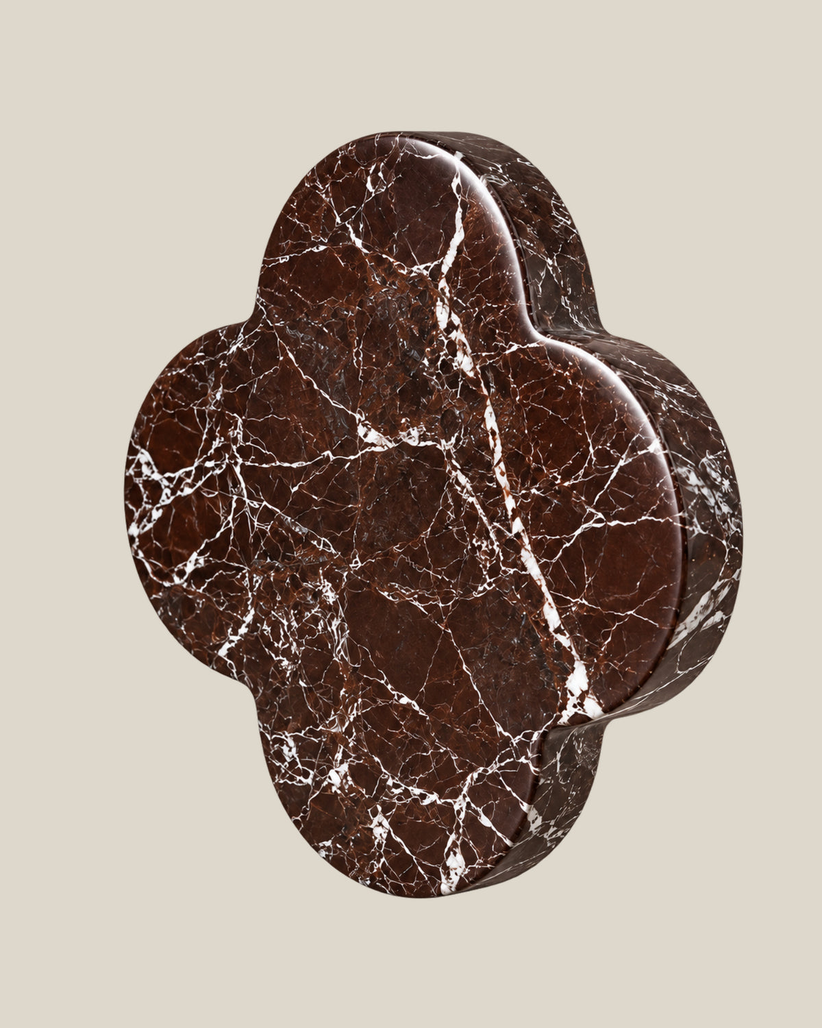 ALHAMBRA Door Knob by ATOMS in Burgundy, angled view showing the rounded stone edge and natural mineral pattern.