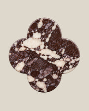 ALHAMBRA Door Knob by ATOMS in Red, front view of the four-lobed natural stone face.