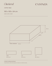 CHECKERED Coffee Table — verified overall dimensions — CARVINGS