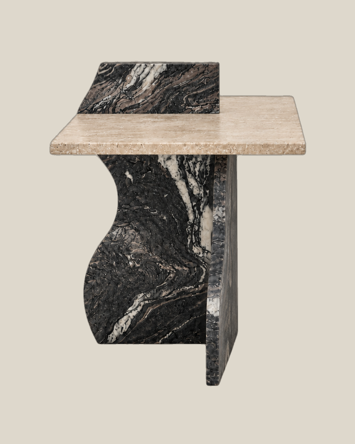GUCCI Side Table in Beige Travertine and Gucci Marble — product view 3 on Bone