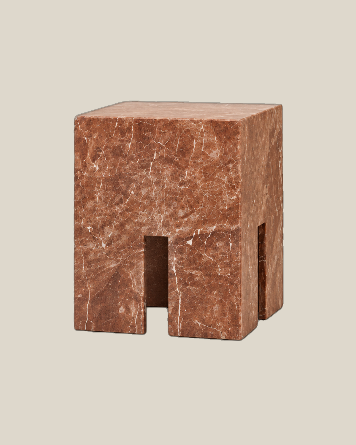 The Line Side Table in Red Alicante marble — supplied view 3 on Bone