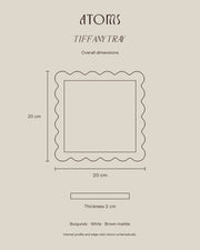 Tiffany Tray scalloped outline dimensions — 20 × 20 cm, thickness 2 cm