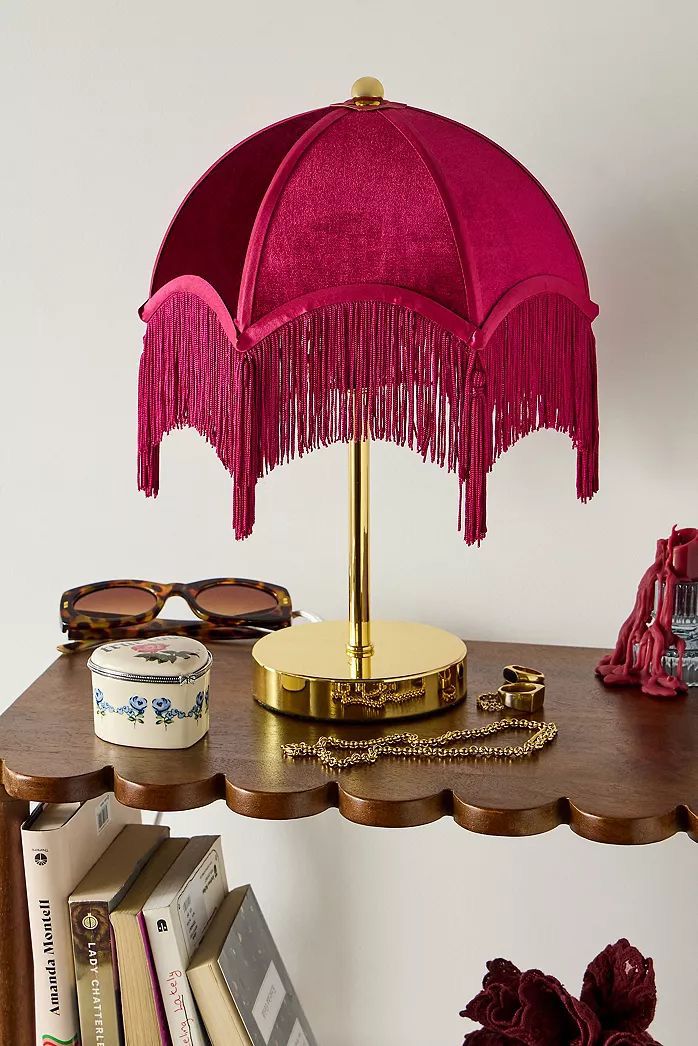 Vintage Velvet Table Lamp