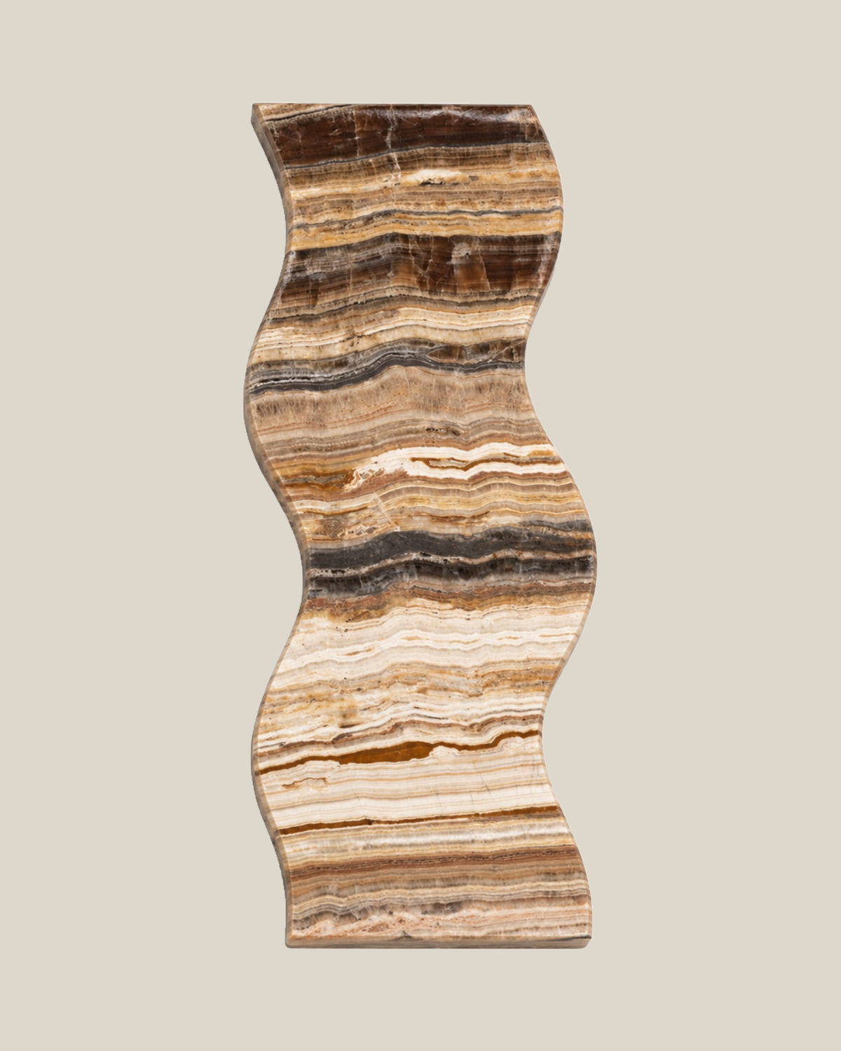 ATOMS Sezy Tray — Brown Banded, top view on BONE background