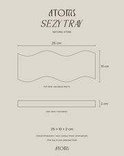 ATOMS Sezy Tray schematic outline: 25 cm length, 10 cm maximum width and 2 cm thickness