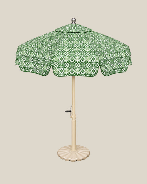 Azure Mosaic Umbrella — Emerald Green Front