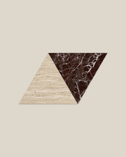 BLOC TRI-CHECKERS — Beige × Burgundy paired triangles on BONE background