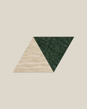 BLOC TRI-CHECKERS — Beige × Green paired triangles on BONE background