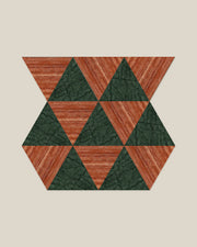 BLOC TRI-CHECKERS — Green × Red tile pattern on BONE background