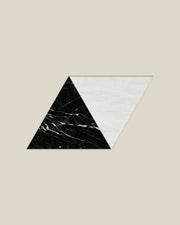 BLOC TRI-CHECKERS — Black × Plain White paired triangles on BONE background