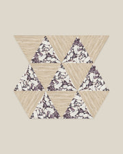 BLOC TRI-CHECKERS — Viola × Beige tile pattern on BONE background