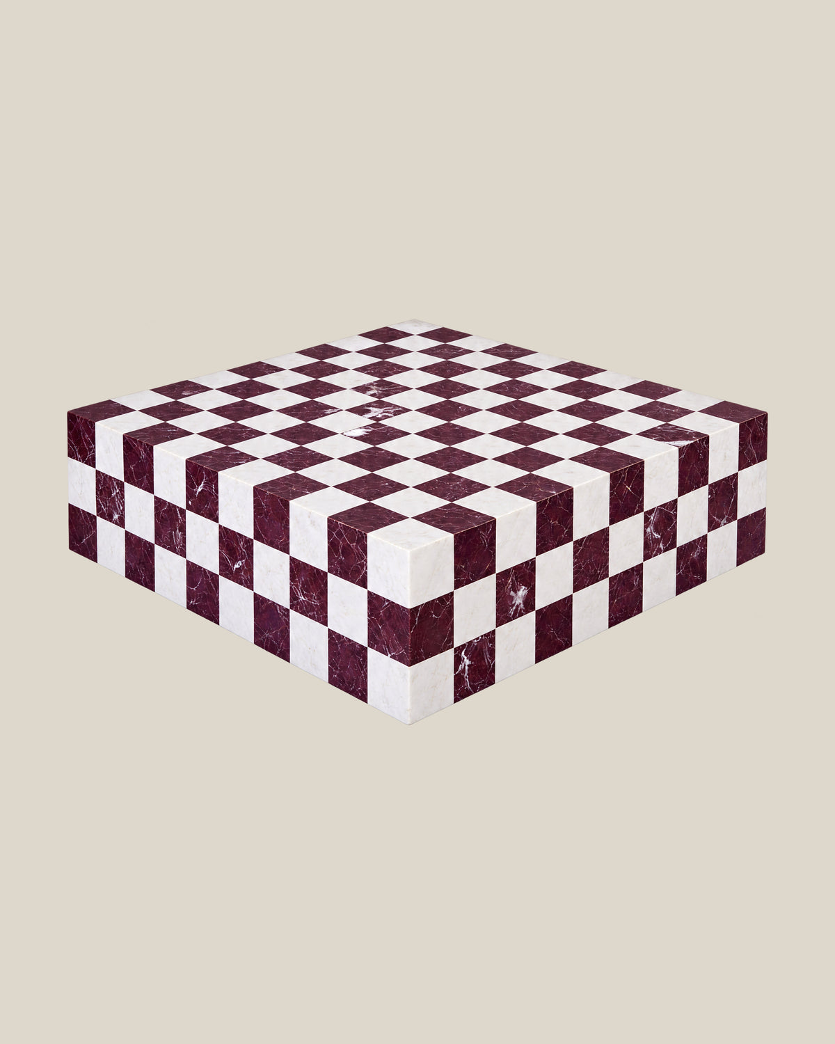 CHECKERED Coffee Burgundy White | CARVINGS | Bone #DED8CC