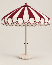 LA LUZ double scalloped umbrella — burgundy front, 185 cm overall height