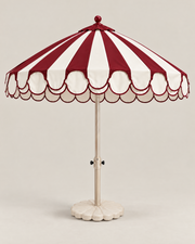 LA LUZ double scalloped umbrella — burgundy side, 185 cm overall height