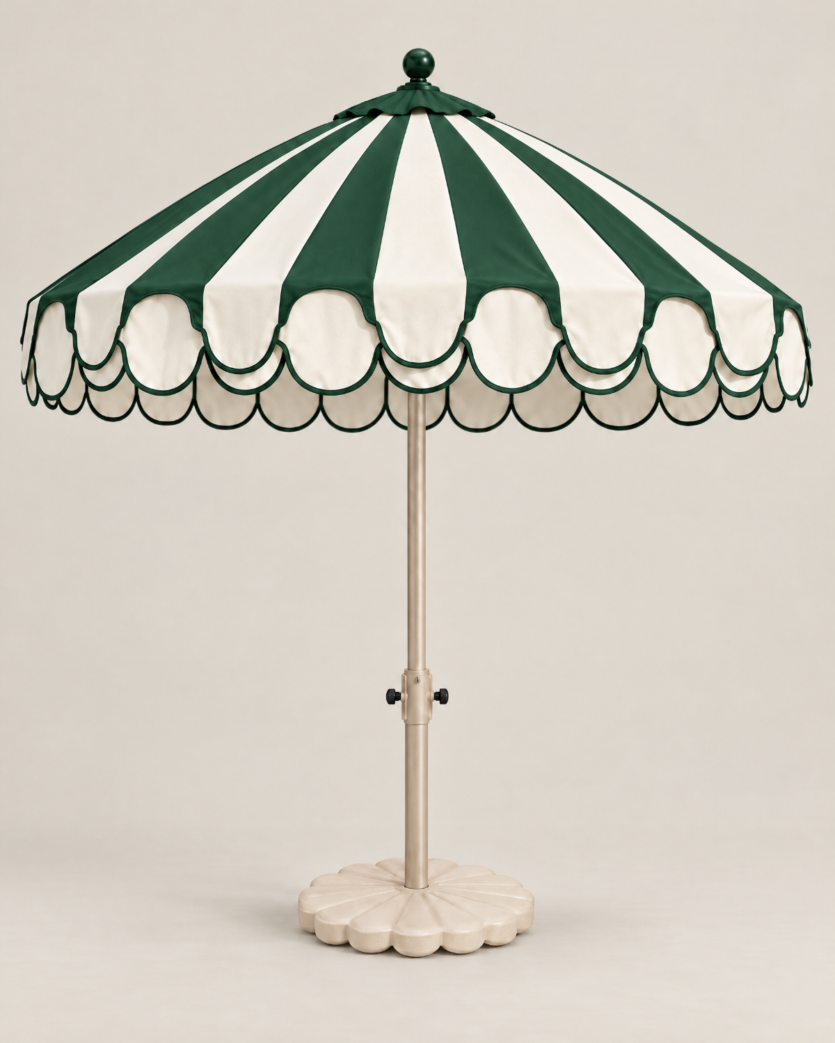 LA LUZ double scalloped umbrella — green side, 185 cm overall height