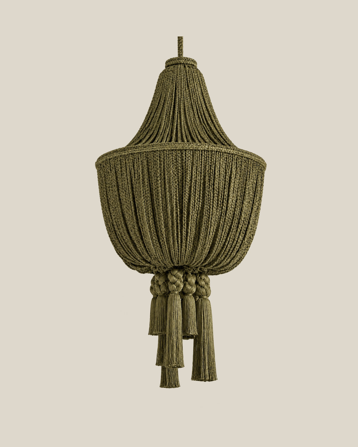LA LUZ BRAIDELLE Pendant — Olive Green Front