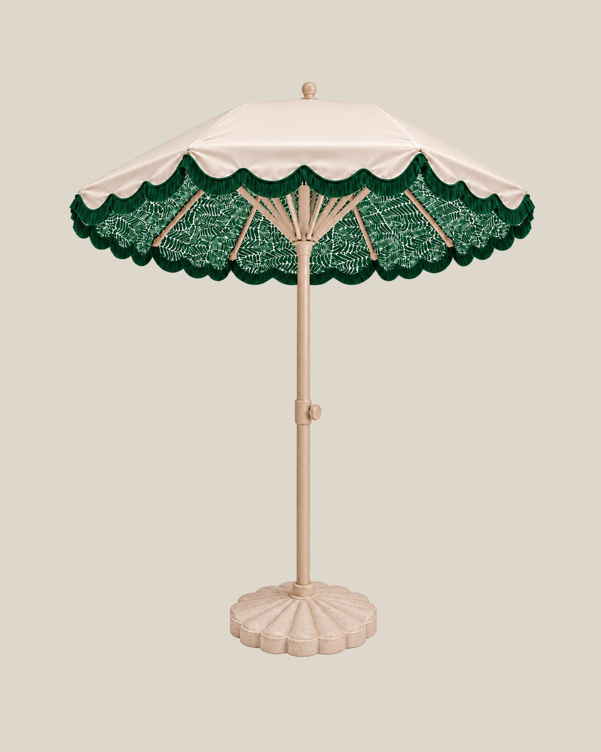 LA LUZ Fringed Parasol Umbrella Green Front