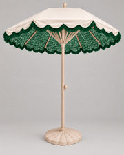 LA LUZ Fringed Parasol Umbrella Green Studio