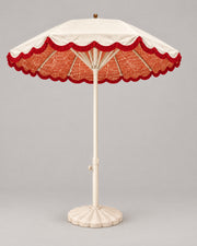 LA LUZ Fringed Parasol Umbrella Red Coral Studio