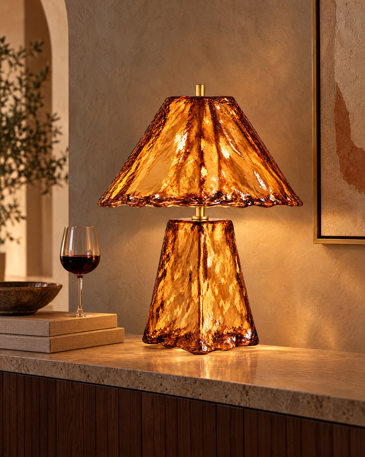 LA LUZ GLACÉ Table Lamp — Deep Amber Lifestyle