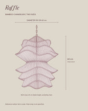 LA LUZ RUFFLE Bamboo Chandelier Dimensioned Outline