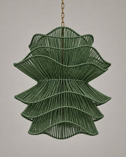 LA LUZ RUFFLE Bamboo Chandelier Forest Green Studio