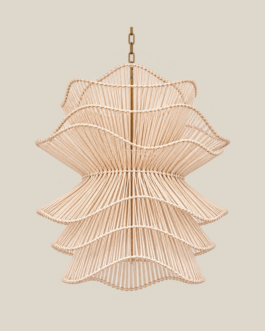 LA LUZ RUFFLE Bamboo Chandelier Natural Front