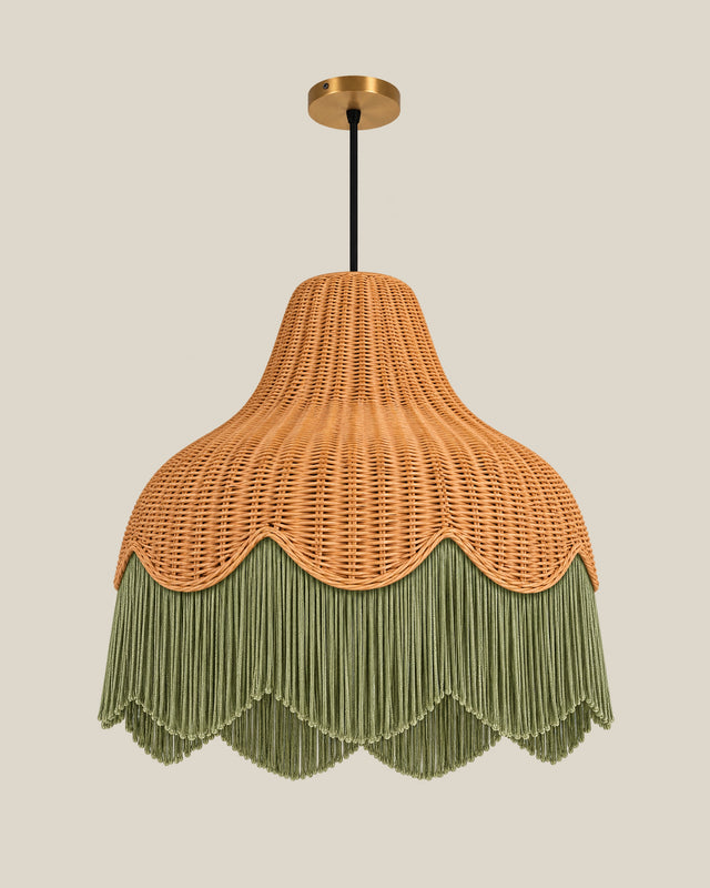 Scalloped Rattan Fringe Pendant