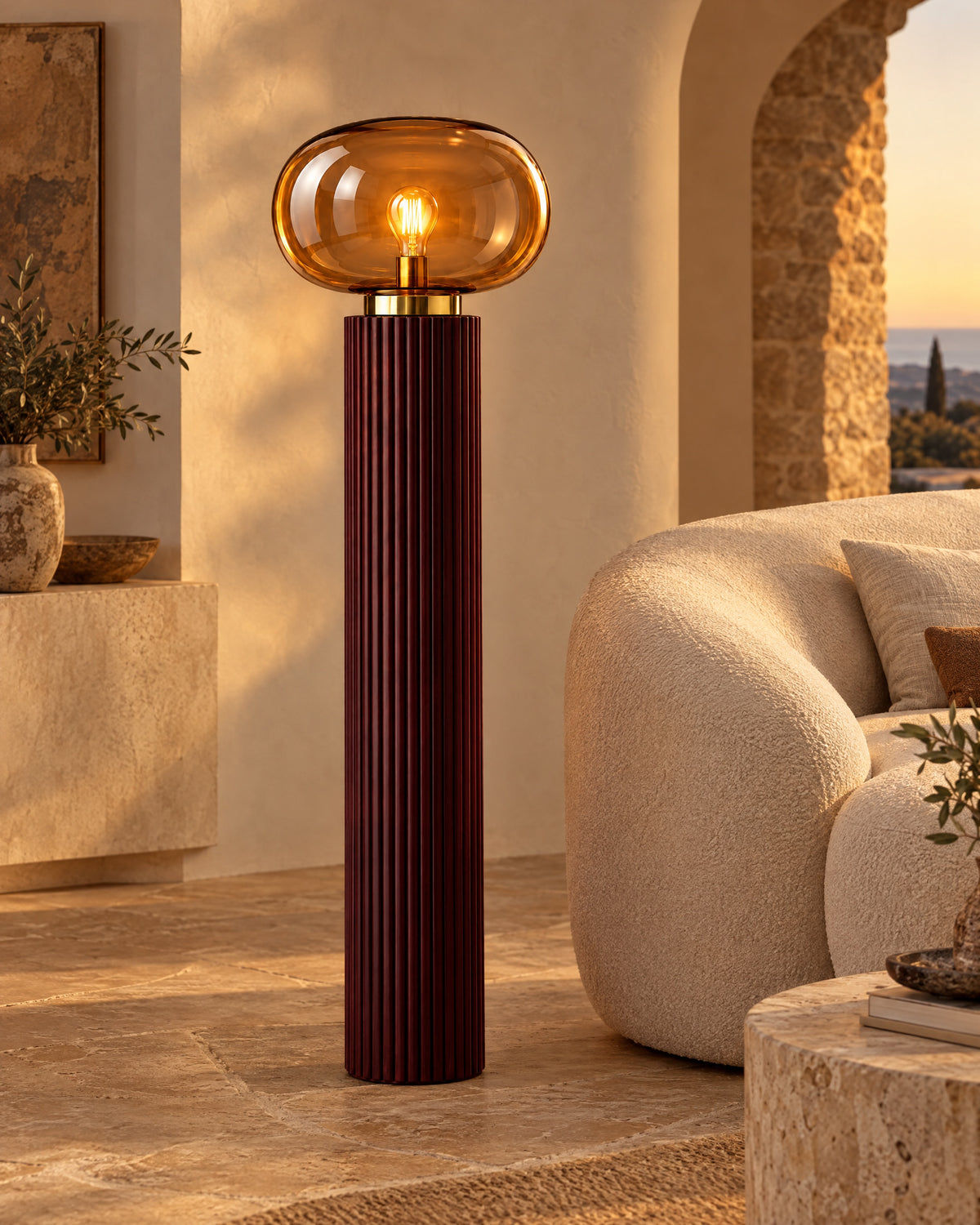 LA LUZ SOLARA Floor Lamp — Dark Burgundy Lifestyle