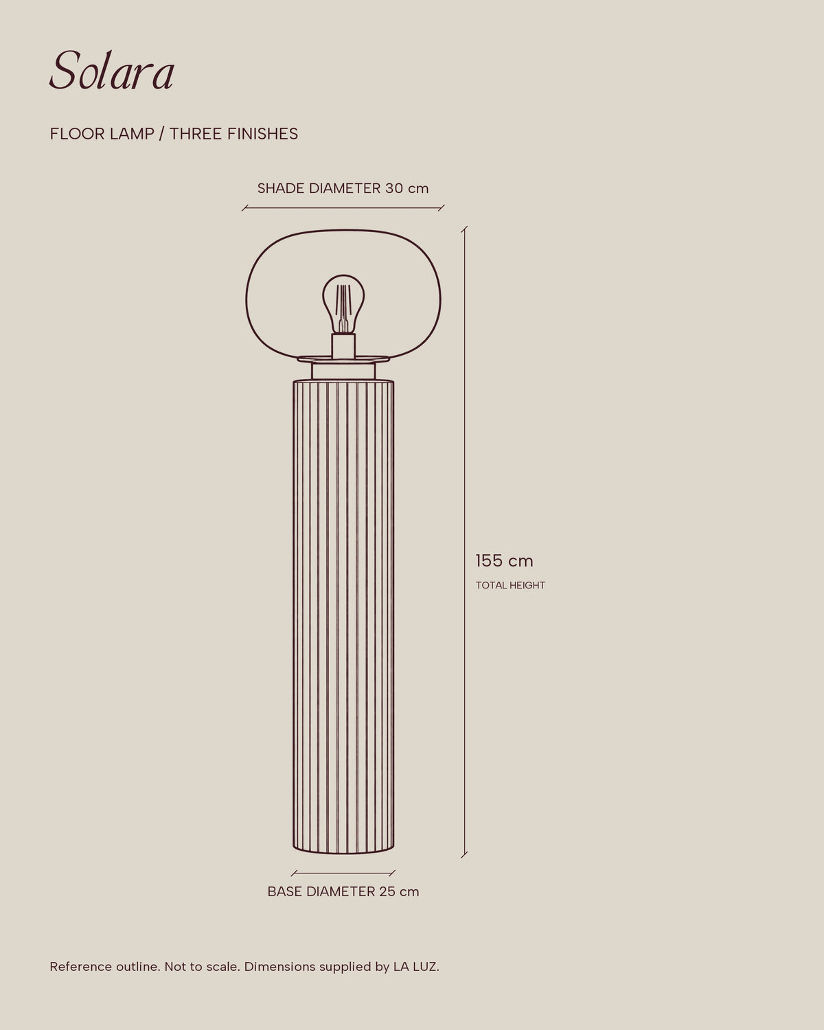 LA LUZ SOLARA Floor Lamp — Dimensioned Outline