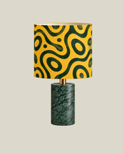 LINEN Side Lamp — Verde Marble, Organic Flow, 55 cm overall height