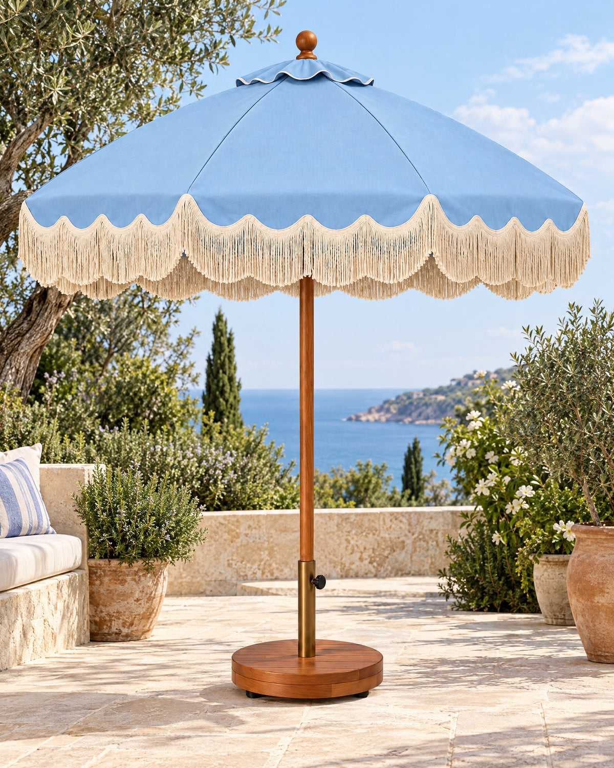 Ripple Edge Umbrella — Light Blue Lifestyle