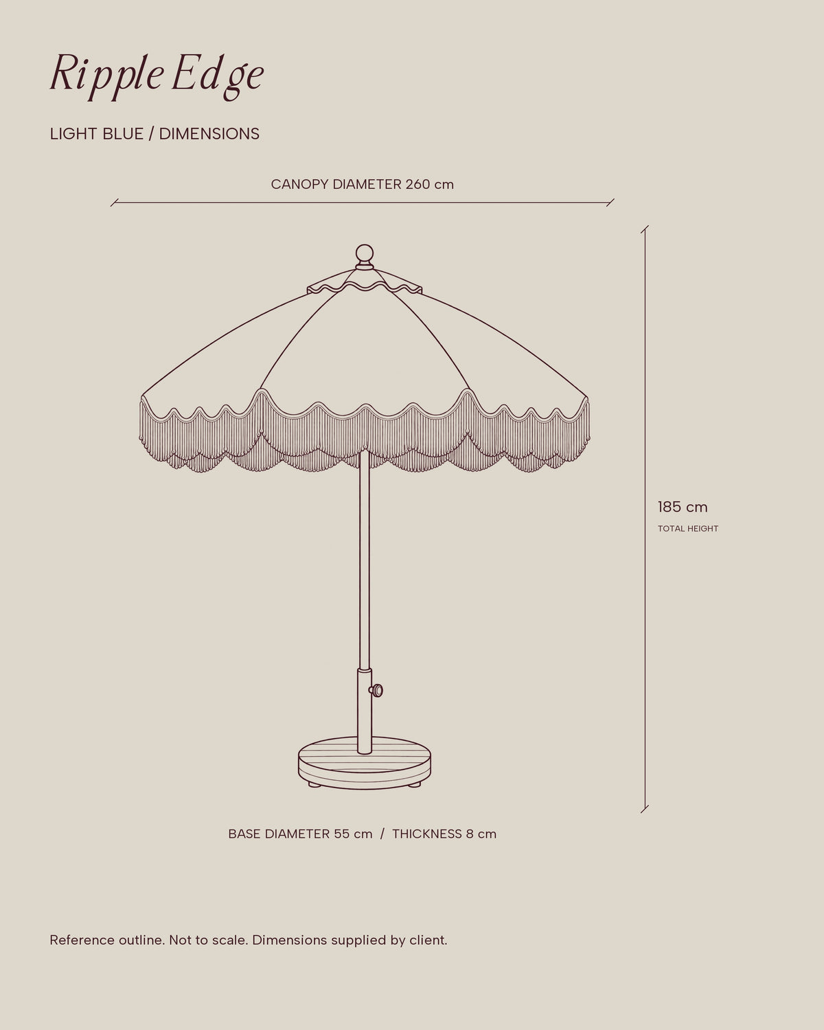 Ripple Edge Umbrella — Shared Dimensioned Outline