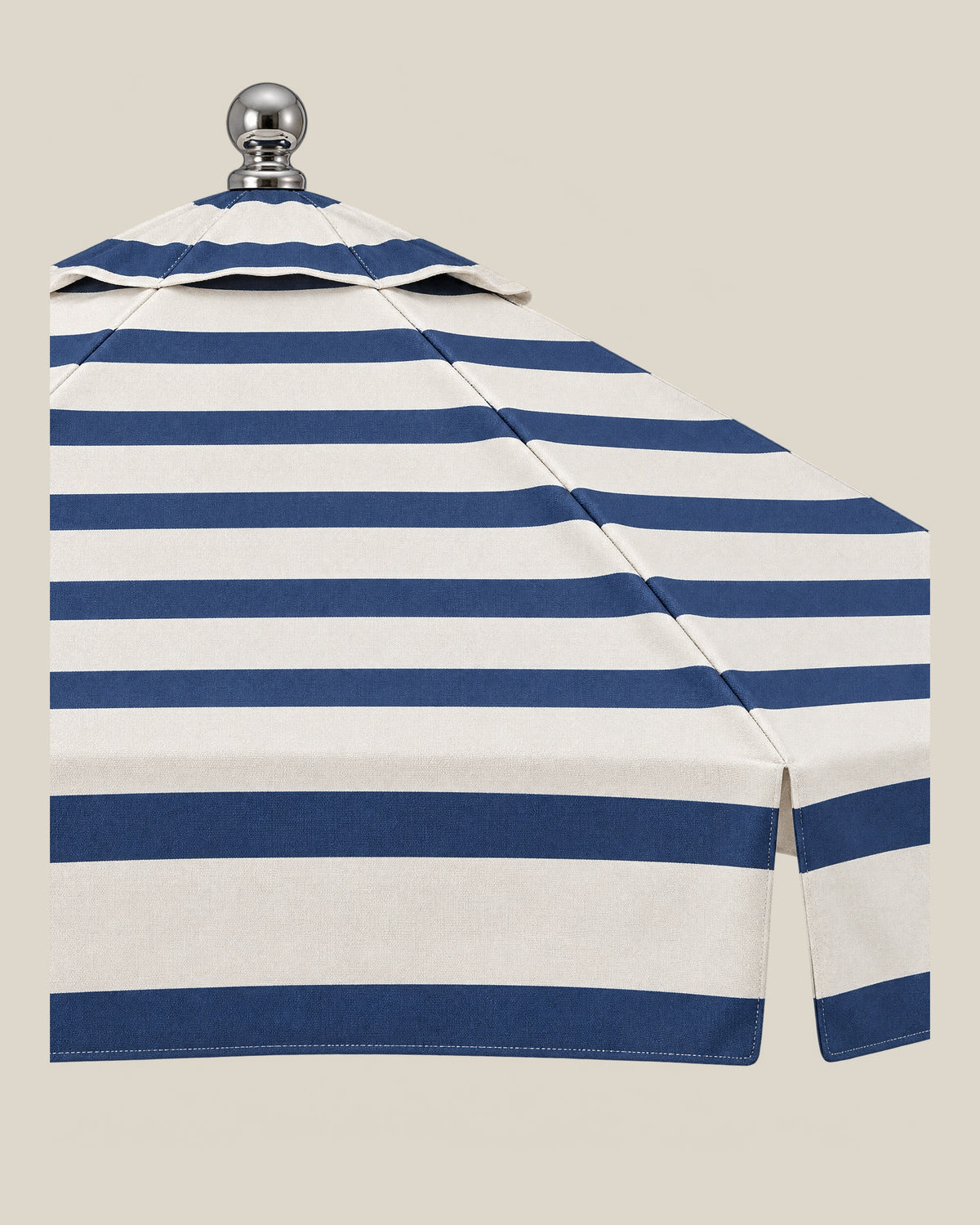 Riviera navy and ivory striped canopy fabric detail on bone