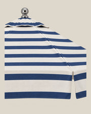 Riviera navy and ivory striped canopy fabric detail on bone