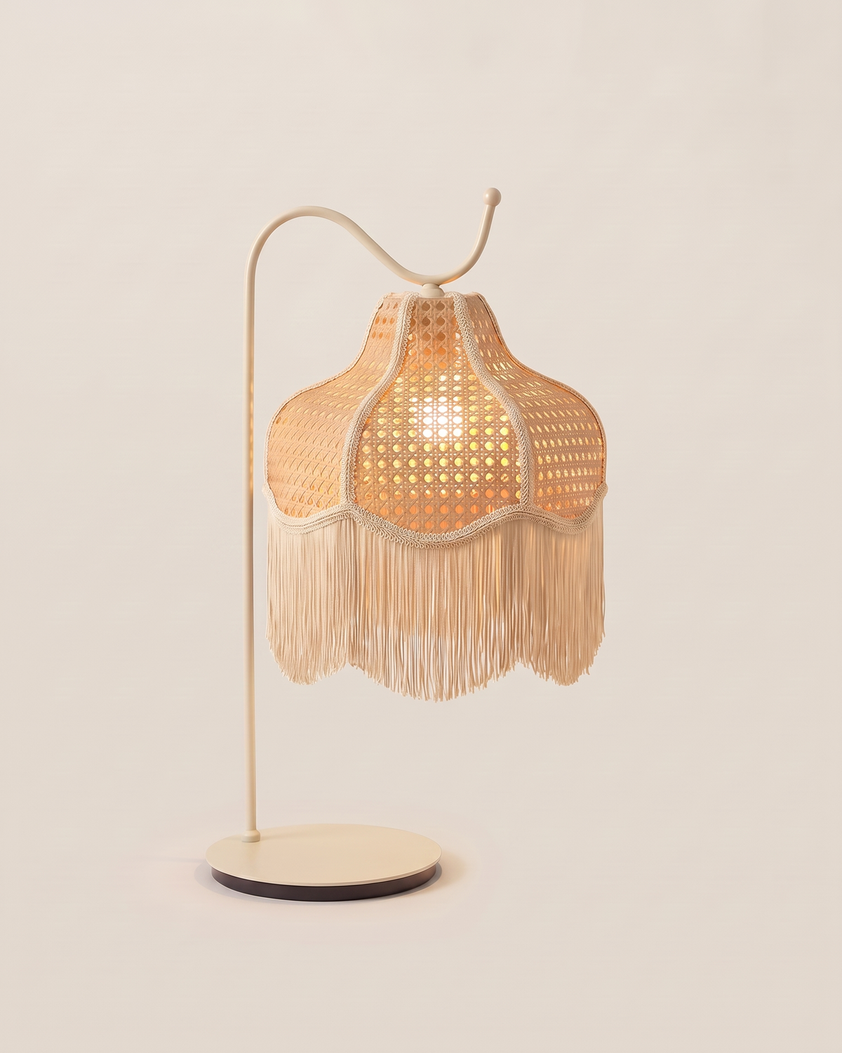 TASSEL Table Lamp - Large, 60 cm high, 30 cm shade diameter - Warm Ivory, on a bone background